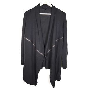 W by Worth brown wool hip length cardigan sweater w zipper accents small S B106